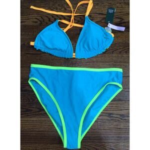 Set Bikini Green Blue Reversible Side Sz X - 14 New